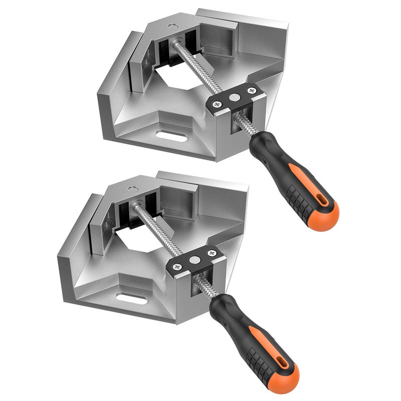 Housolution Right Angle Clamp, [2 PACK] Single Handle 90Â° Aluminum Alloy Corner Clamp, Clamps for Woodworking Adjustable Swing Jaw, Woodworking Tools Photo Frame Vise Holder, Gifts for Men Dad - Image 1